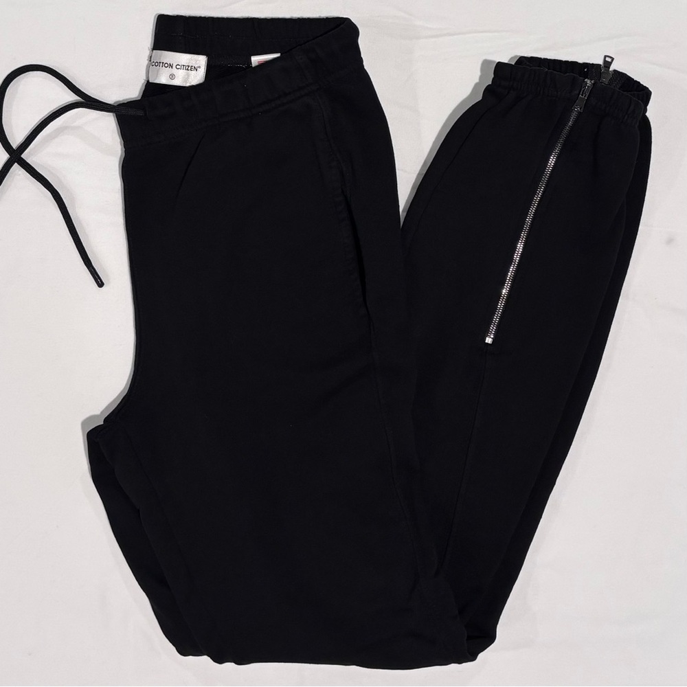 Cotton Citizen Black 'Milan' Zip Ankle Joggers Small